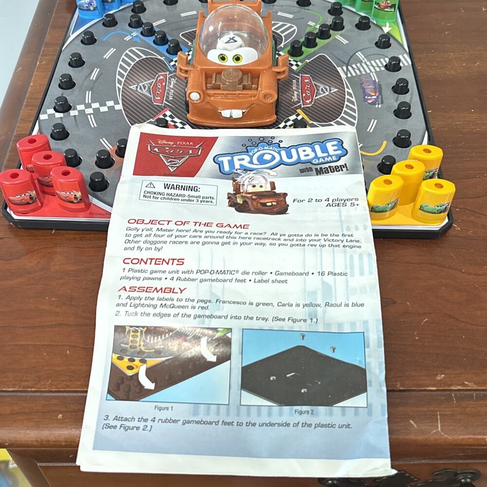 Hasbro Disney Pixar Cars 2 Pop-O-Matic Trouble Game With Mater Complete Box - Picture 5 of 9